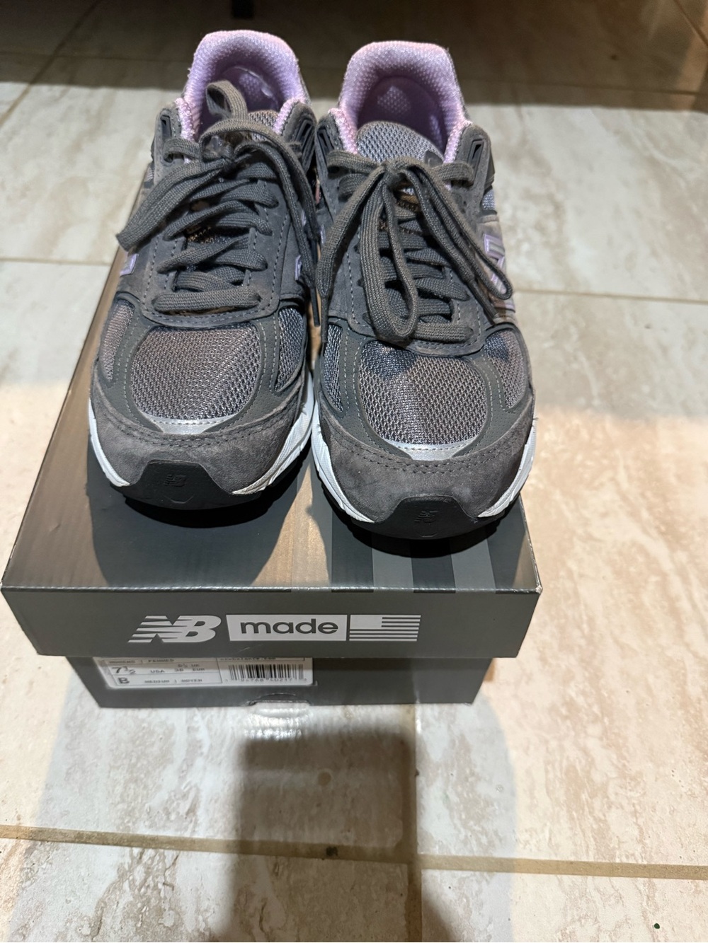New Balance Women's Gray Sneakers with Light Pink Interior